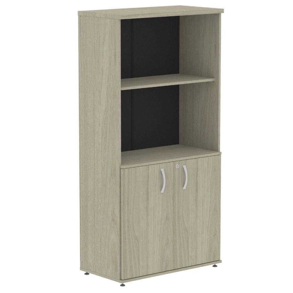 Armário Misto P25 Pandin 80 cm (largura) em MDP Cor Castanheira Natural com 2 Portas e 3 Prateleiras