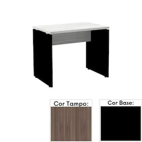 Mesa de Escritório Pé Painel PE25 em MDP 150 x 60 cm Cor Walnut e Base Preta