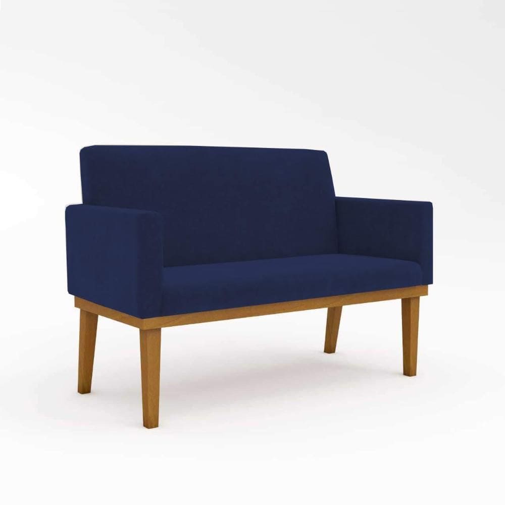 Kit 1 Poltrona e 1 Namoradeira Nina Suede com Base de Madeira