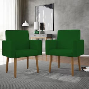 Poltrona Decorativa Pés Palito Nina Suede Verde