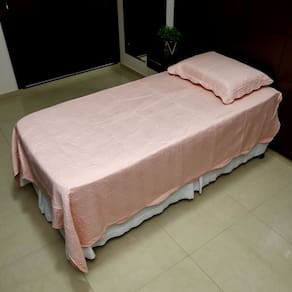 Colcha Cobre Leito Solteiro Poliester Matelado Liso 2pc Rosa