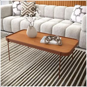 Mesa de Centro Sala de estar Melin G 110x52 Nature Com Pes Metal Cobre