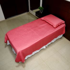 Colcha CobreLeito Solteiro Poliester MateladoLiso 2pc Salmão