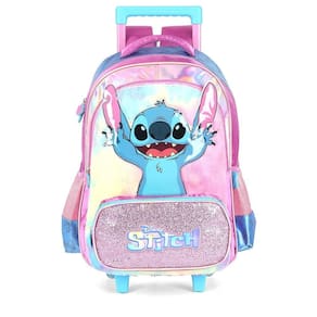 Mochila de Rodinhas Luxcel Com Alça Stitch Glitter Roxo