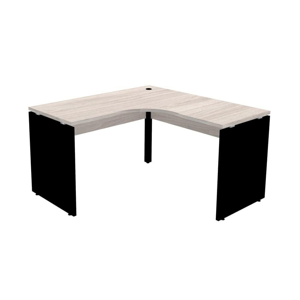 Mesa de Escritório em L Pé Painel PE25 em MDP 155 x 155 x 60 cm Cor Nogueira CasaBlanca e Base Preta