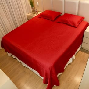 Colcha Cobre Leito King Poliester Matelado Liso 3pcs Vinho