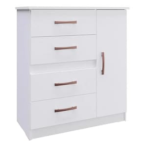 Cômoda Caribe Doripel 4 Gavetas 1 Porta Cor Branco