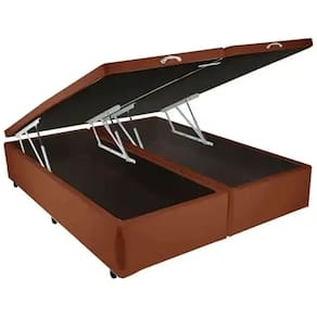 Base Box Bipartida Baú Queen em Suede Universal 41x198x158 Cor Marrom
