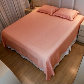 Colcha Cobre Leito King Polister Matelado Liso 3pcs Rosa