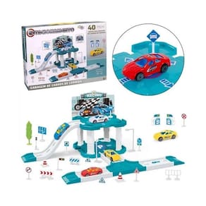 Pista Com Estacionamento De Brinquedo Garagem Com 40 Peças