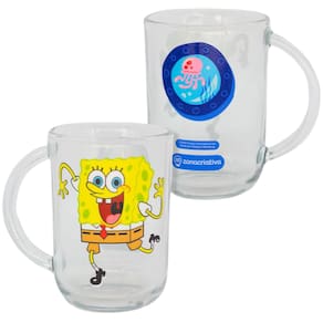 Caneca Bob Esponja Vidro Transparente 300 ml Oficial Nickelodeon