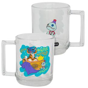 Caneca Stitch Bela E A Fera Vidro Transparente 250 ml Oficial Disney