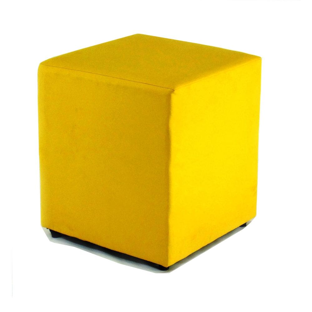 Puff Quadrado Courino Amarelo