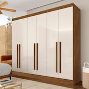 Guarda Roupa Casal 6 Portas 2 Gavetas Ester Freijó/off Premium - M.a