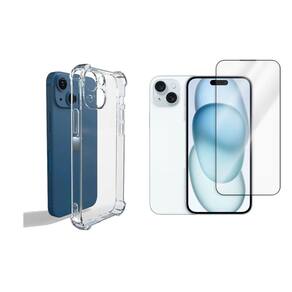 Kit Capinha Silicone Antichoque + Película Vidro 3D Compativel com Ip. 15