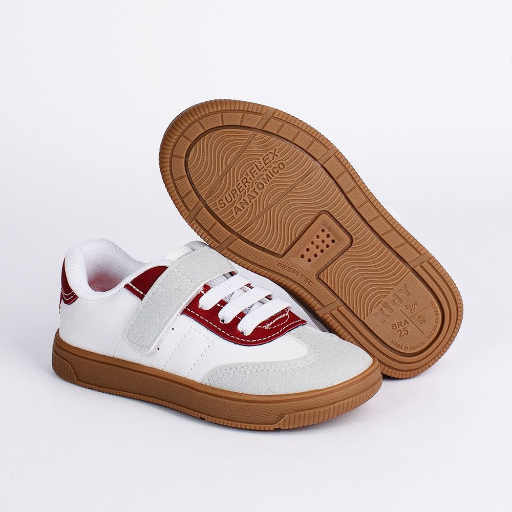 Tenis Kidy Astral Branco/Cinza/Bordô 