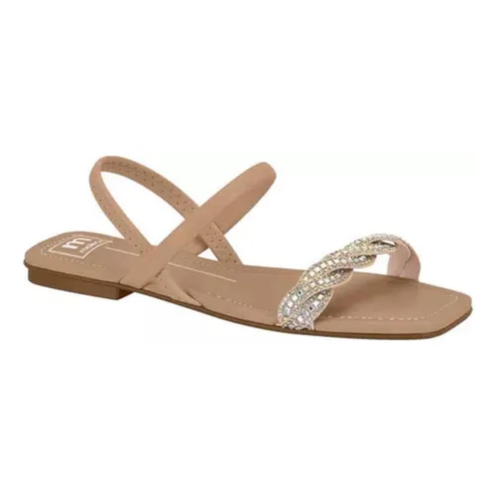 Sandália Rasteira Moleca Casual Strass Feminina Dourada
