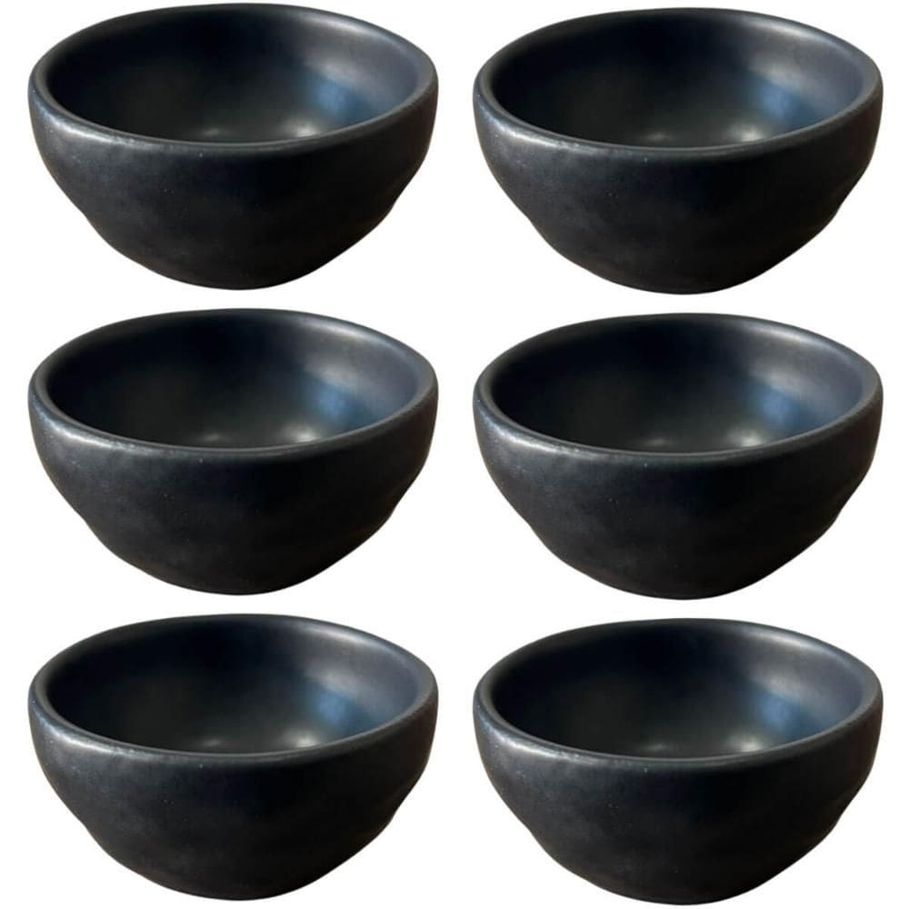 Kit 6 Ramekins Cerâmica 6,5x3cm Molheira 50ml Shoyu Orgânico Preto Matte Porto Brasil