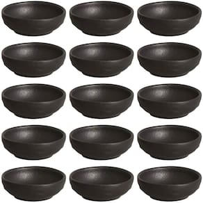 Kit 15 Ramequins 70ml Cerâmica Orgânico Preto Porta Shoyu Buffet Porto Brasil