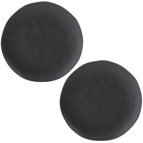 Jogo 2 Pratos Rasos Cerâmica 26,5cm Orgânico Preto Matte Porto Brasil Mesa Posta Jantar Almoço