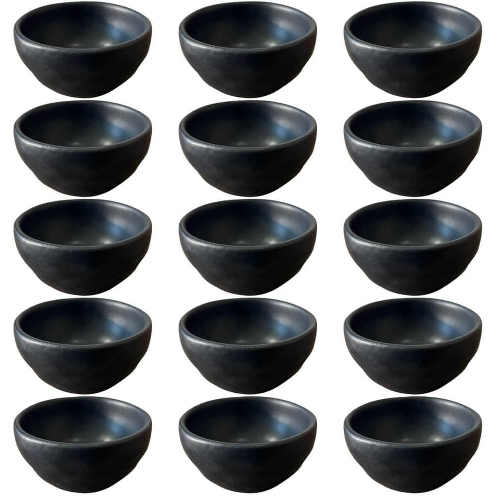 Kit 15 Ramequins Molheira 50ml Cerâmica Orgânico Preto Buffet Restaurante Porto Brasil