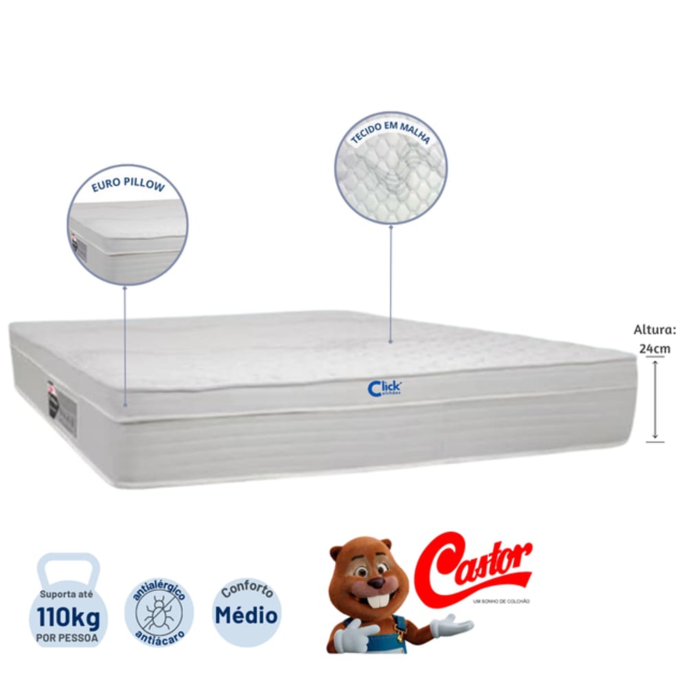 Colchão Castor Class New Tecnopedic One Face Queen 158x198x24
