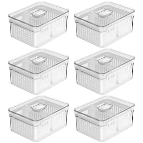 Kit 6 Organizadores 2,2l Clear Fresh 2 Cestos para Geladeira Frutas Legumes Ou