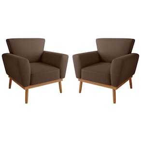 Conjunto Poltrona Para Sala De Recepção Viana Inca Marrom