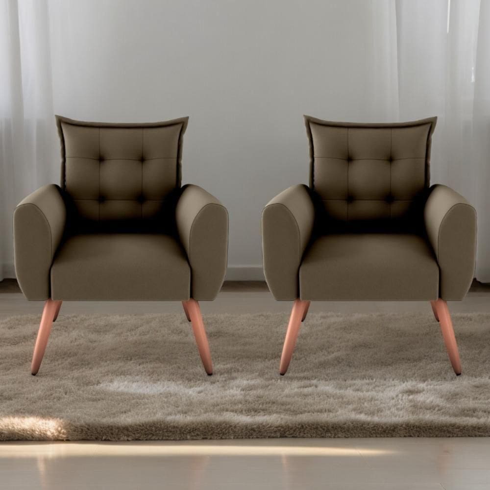 Jogo De Poltronas Decorativas Park Suede Cappuccino