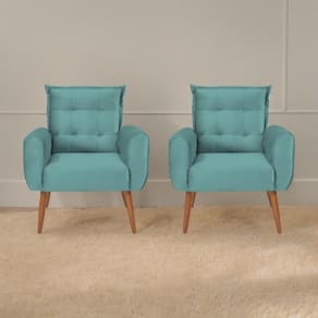 Jogo De Poltronas Decorativas Park Veludo Verde Menta