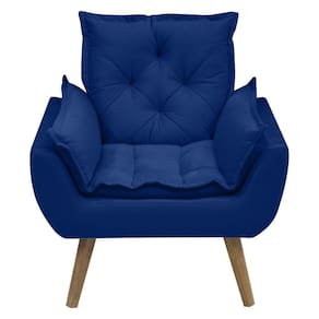 Kit Com 2 Poltronas Opala Conforto Decorativa Em Veludo Azul