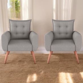 Jogo De Poltronas Decorativas Emma Linho Cinza