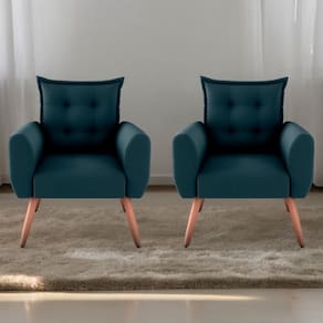 Jogo De Poltronas Decorativas Park Suede Petróleo