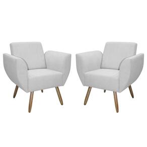 Kit De 2 Poltronas Jolly Cadeira Decorativa Em Tecido Boucle Cinza