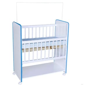Mini Berço New Baby Bed Side Grade Móvel + Colchão Branco/azul