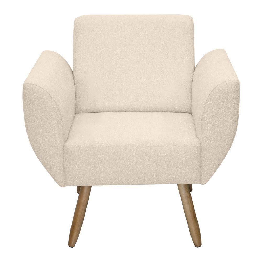 Poltrona Jolly Decorativa Em Tecido Boucle Com 1 Assento Off White