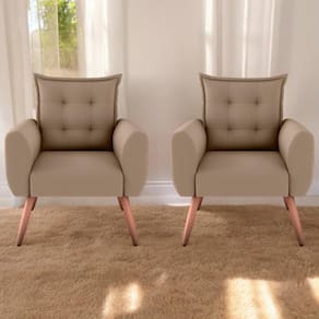 Jogo De Poltronas Decorativas Emma Suede Bege