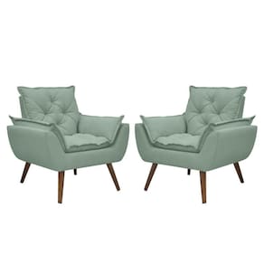 Kit De 2 Poltronas Opala Conforto Tecido Boucle Pés Trapézio Verde