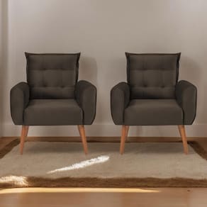 Jogo De Poltronas Decorativas Park Veludo Marrom