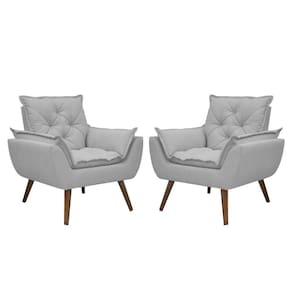 Kit De 2 Poltronas Opala Conforto Tecido Boucle Pés Trapézio Cinza Escuro