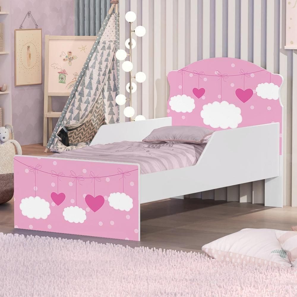 Mini Cama Nuvens E Coração Meninas