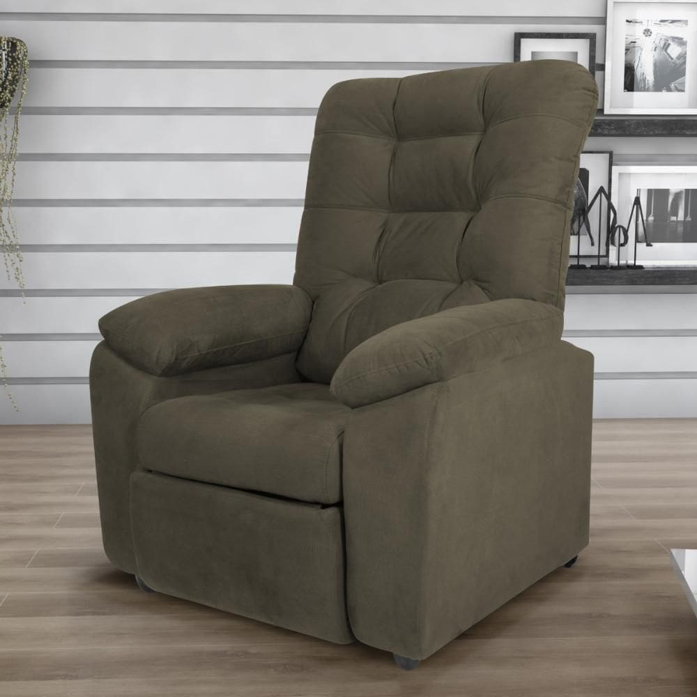 Poltrona Reclinável Almofadada Luka Veludo Light Cappuccino