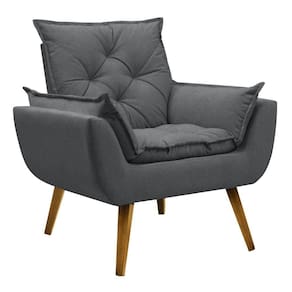Poltrona Para Sala Decorativa Opala Linho Confortável Preto