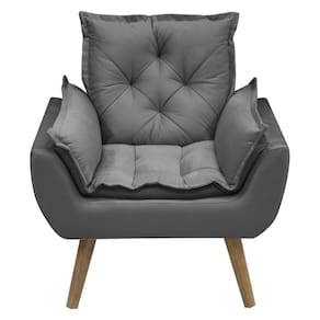 Kit Com 2 Poltronas Opala Conforto Decorativa Em Veludo Chumbo