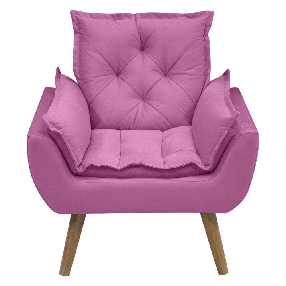 Kit Com 2 Poltronas Opala Conforto Decorativa Em Veludo Rosa