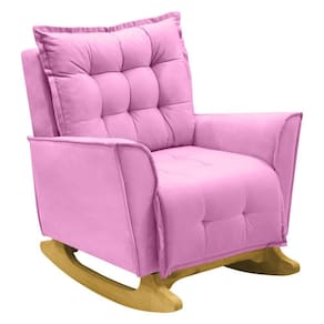 Poltrona Amamentação De Balanço Helena Veludo Quarto Bebê Rosa