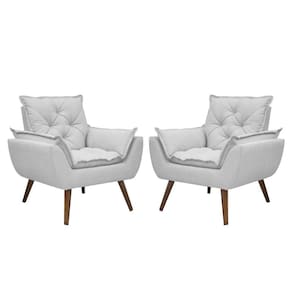 Kit De 2 Poltronas Opala Conforto Tecido Boucle Pés Trapézio Cinza