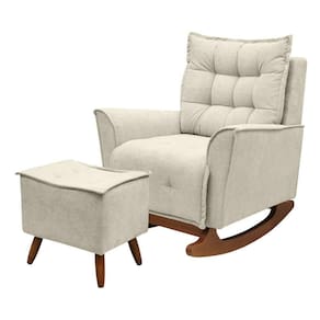 Poltrona Amamentação De Balanço Helena + Puff Boucle Quarto Off White