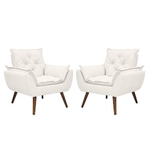 Kit De 2 Poltronas Opala Conforto Tecido Boucle Pés Trapézio Branco