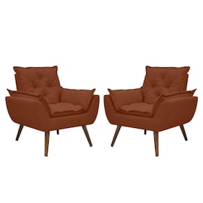 Kit De 2 Poltronas Opala Conforto Tecido Boucle Pés Trapézio Terracota